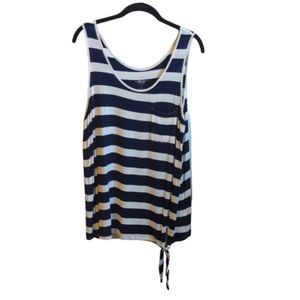 G.H. Bass & Co. Blue White Striped Tank Top with Knot at Waist Size L